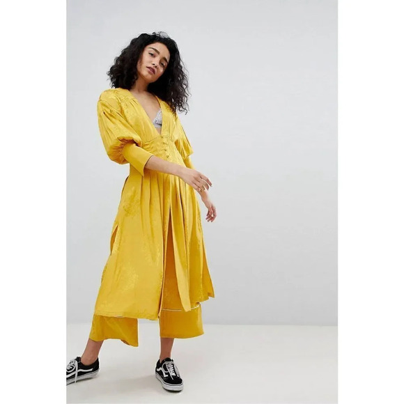 Bershka Floral Woven Over Jacket, Size M-L and Matching Pants, Size M in Yellow​ - Picture 16 of 16